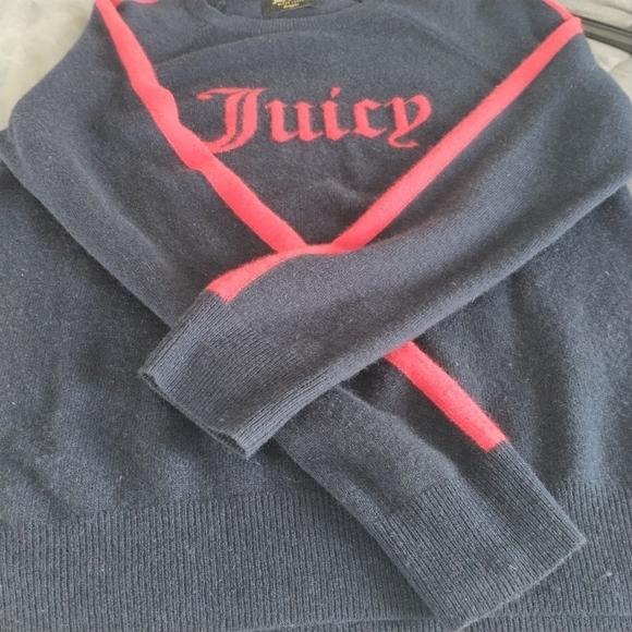 Juicy Couture Black Label Italian Cashmere Striped Sleeve  JUICY Sweater S - Picture 14 of 15